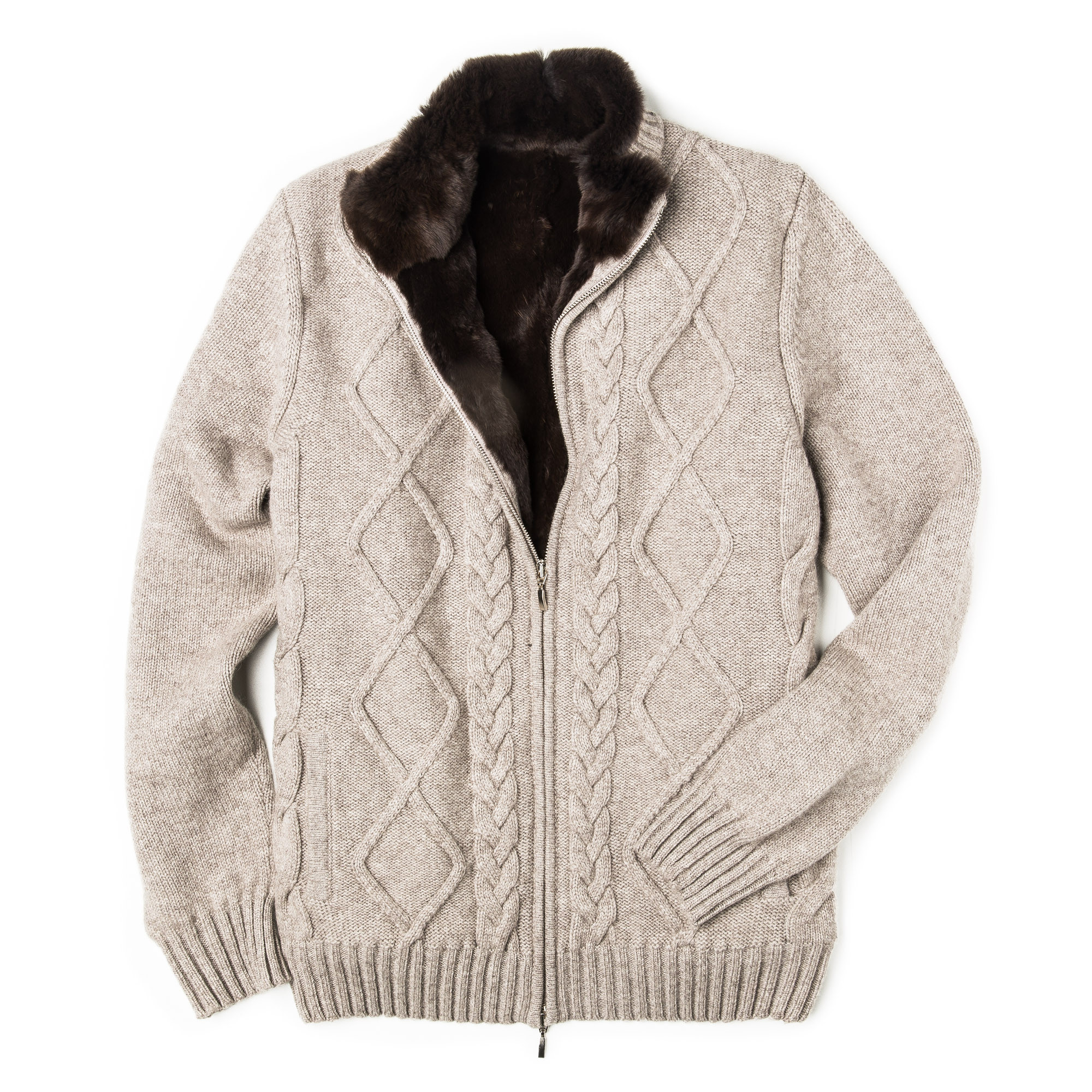 AmtifyDirect Men's Hooded Cardigan with Inner Fur