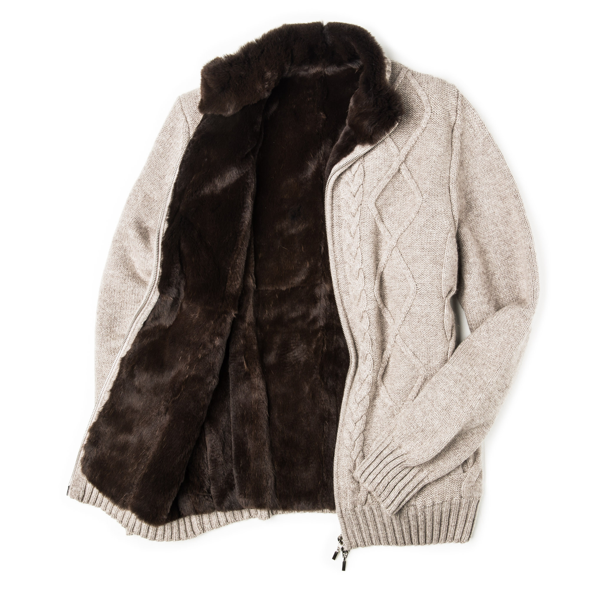 Mens fur lined cardigan cheap