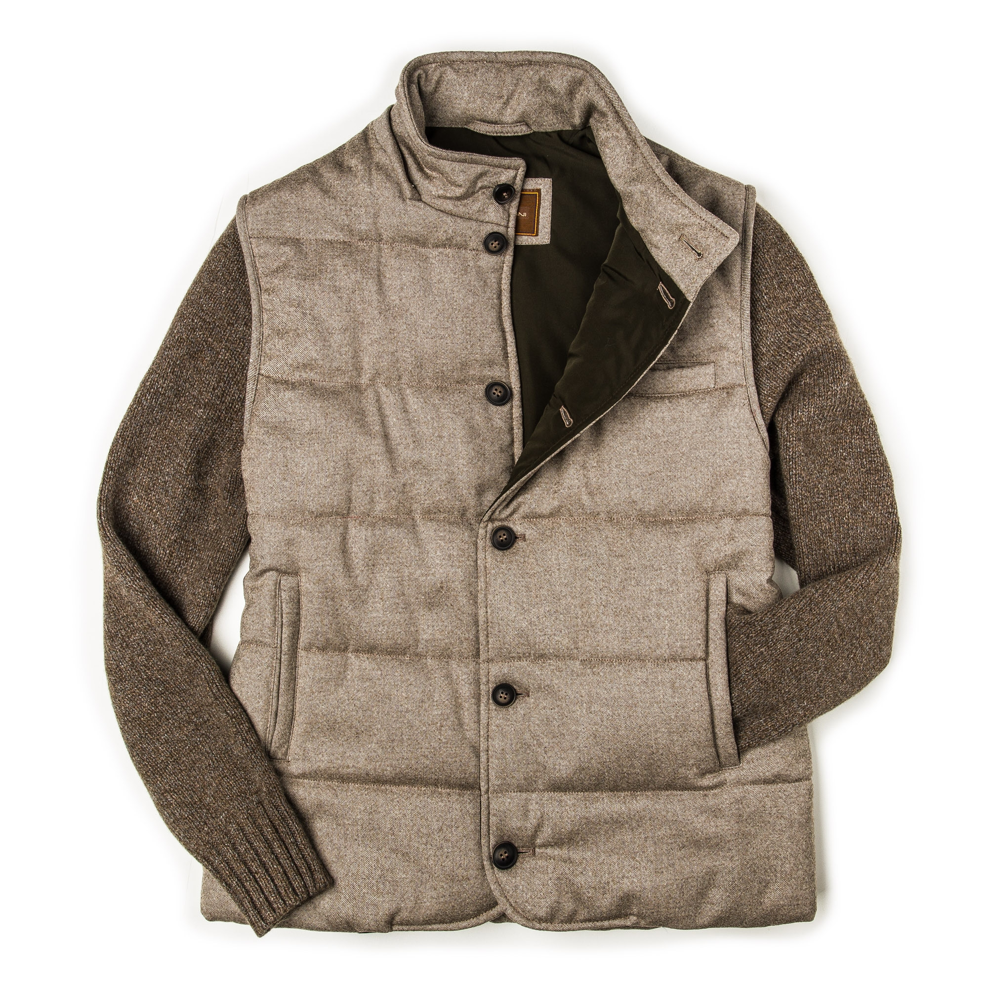 Quilted jacket knit sleeves sale