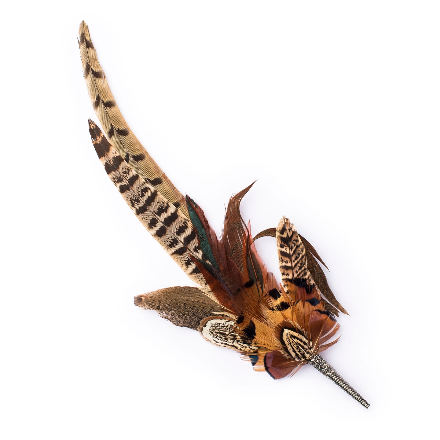 Peacock Pheasant Feather Hat Pin with Pheasant Medallion