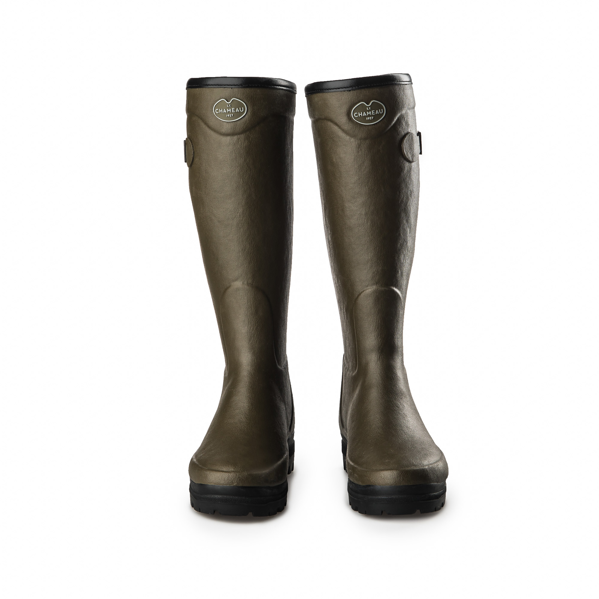 Green Le Chameau Country Lady Fourree Fur Lined Wellington Boots