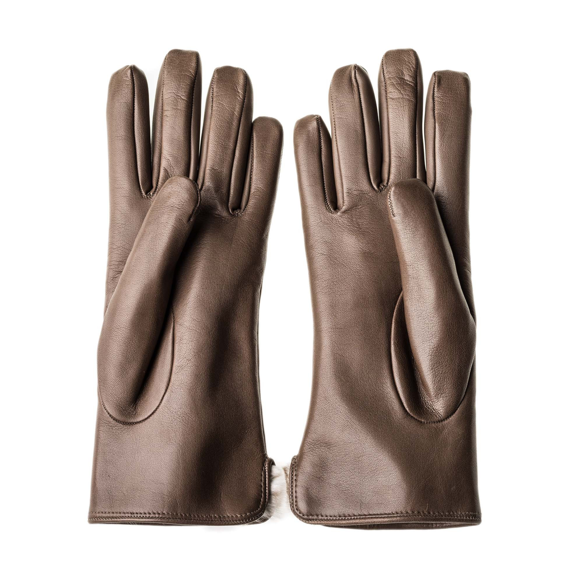 Women's leather gloves lined top with rabbit fur
