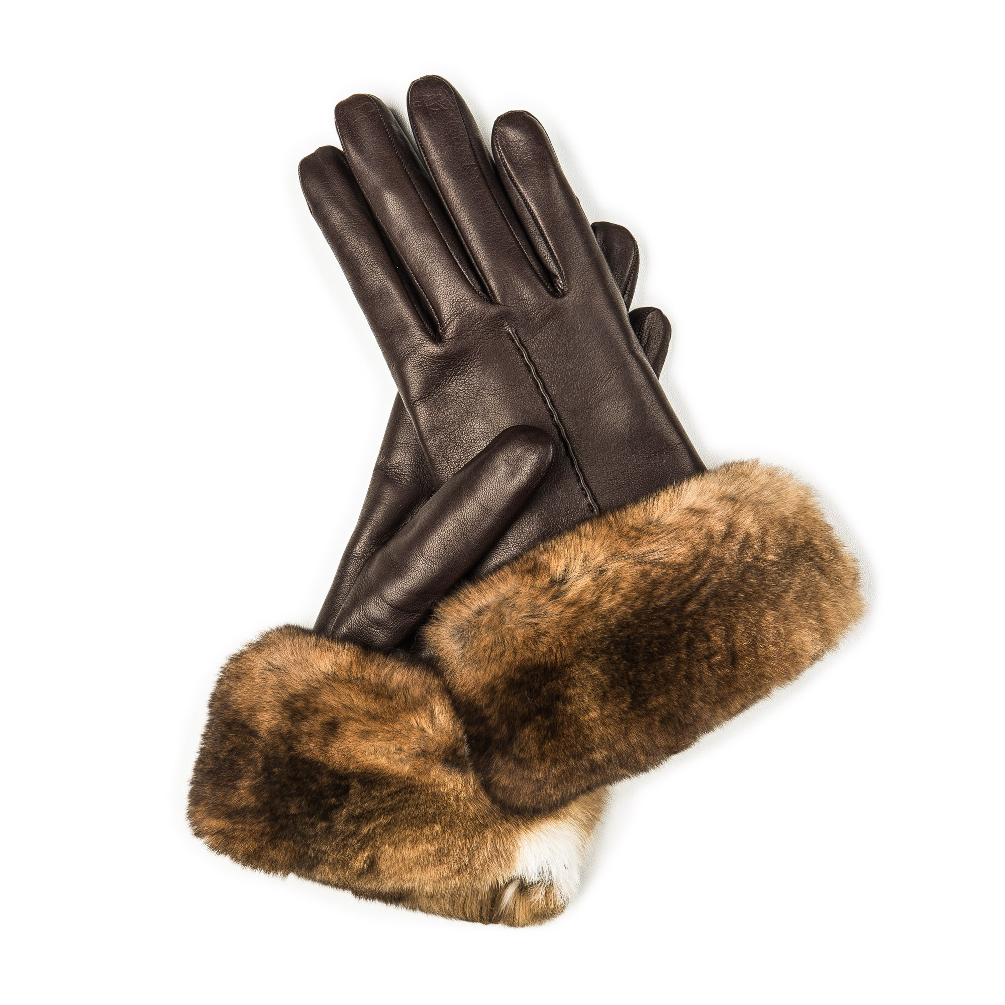 Nappa Leather Rabbit Fur Trimmed Gloves - The Ben Silver Collection