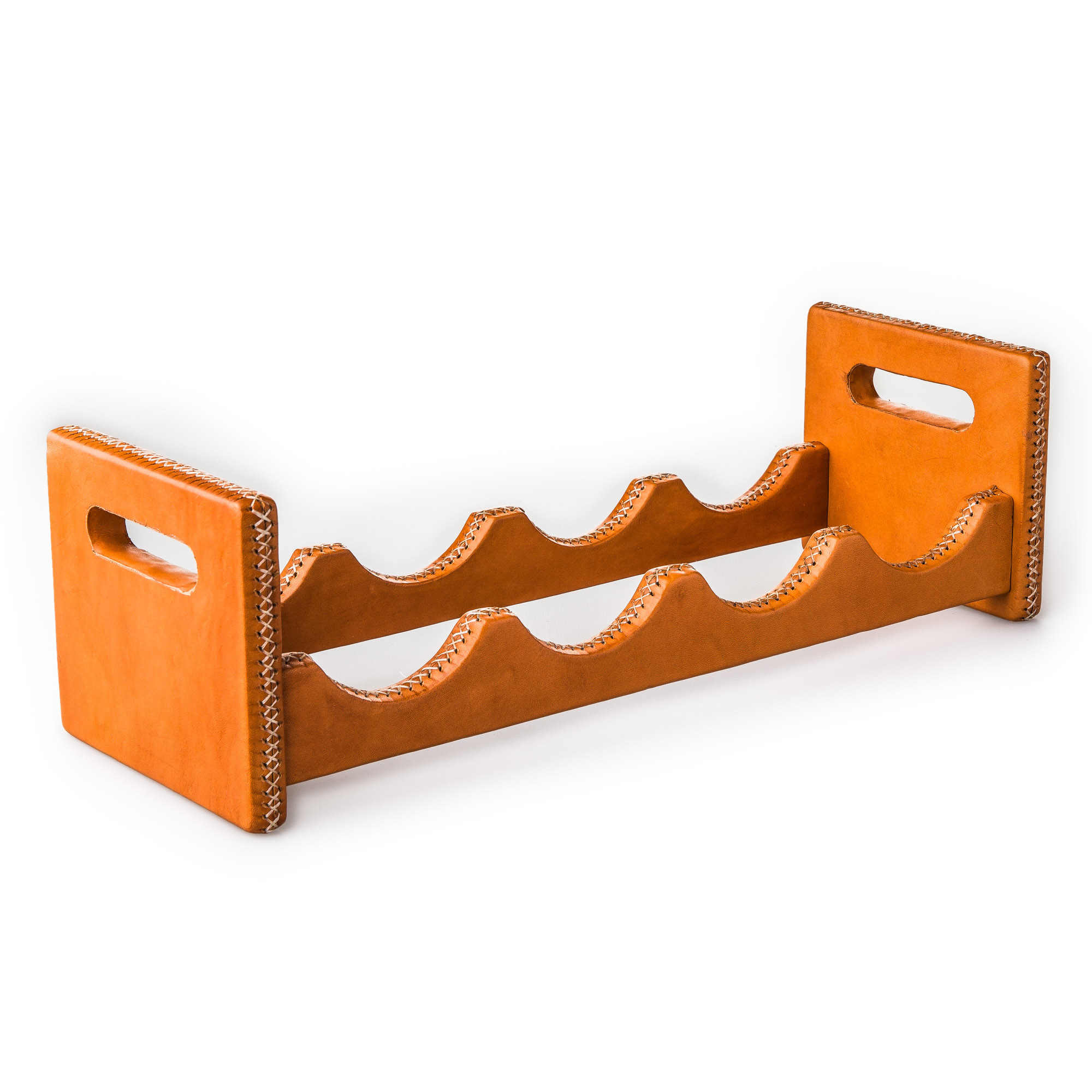 Sol y Luna Hand Stitched Leather Covered Bottle Rack Nat