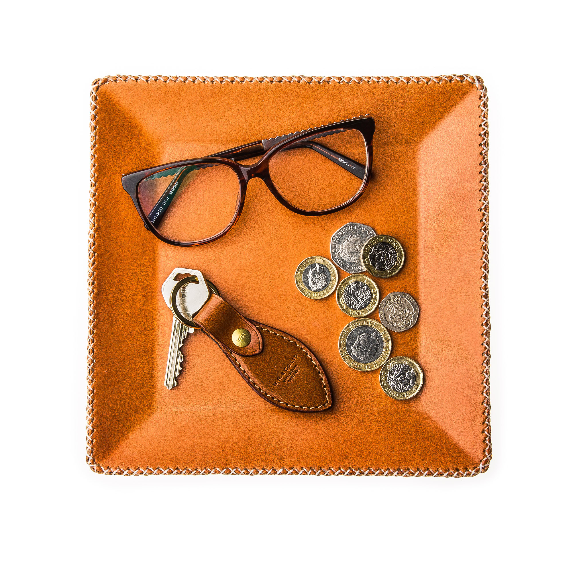 Sol y Luna Hand Stitched Leather Covered Tray Natural