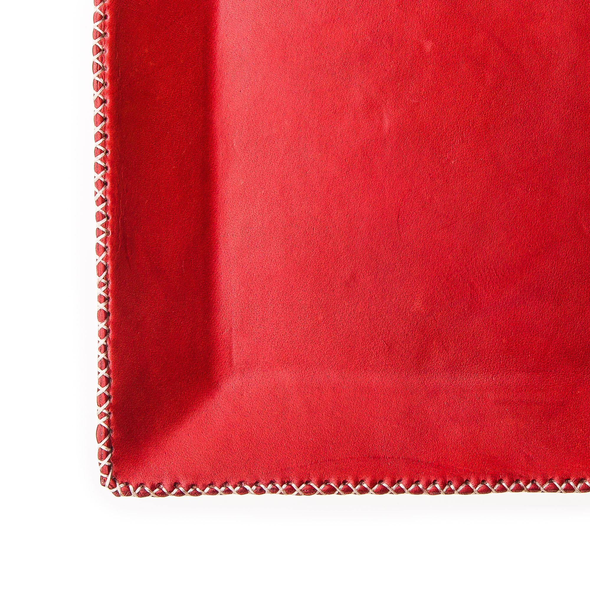 Sol y Luna Hand Stitched Leather Covered Tray Red