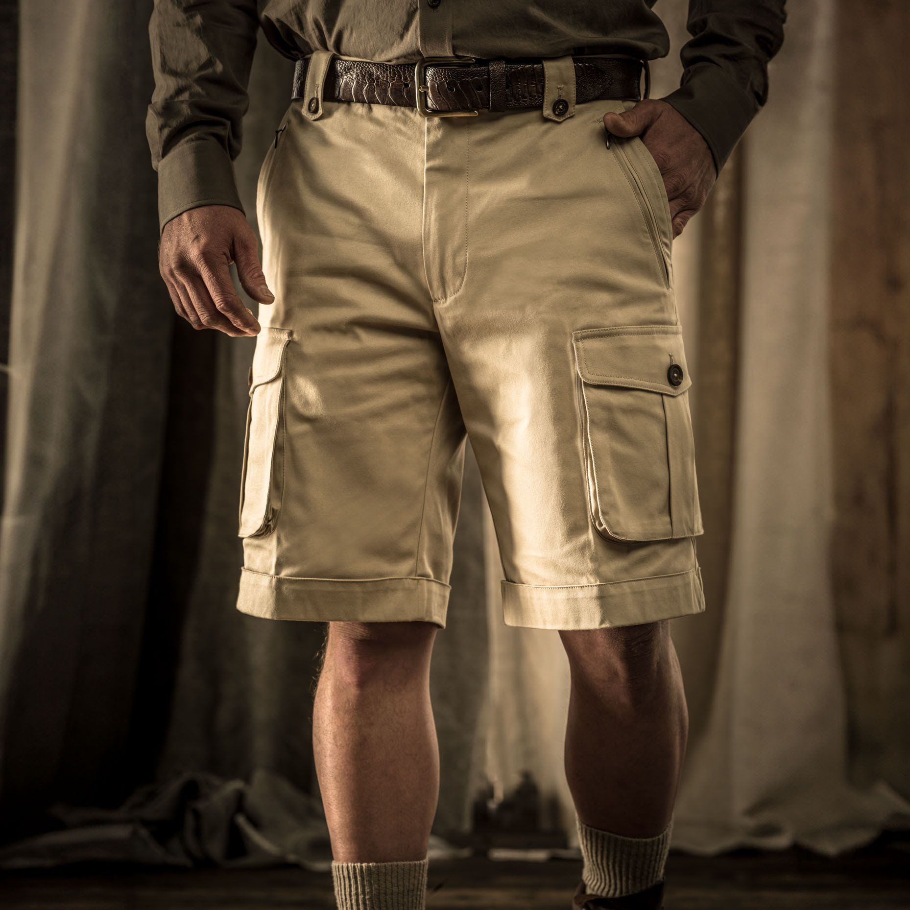 Westley Richards Safari Shorts in Sand