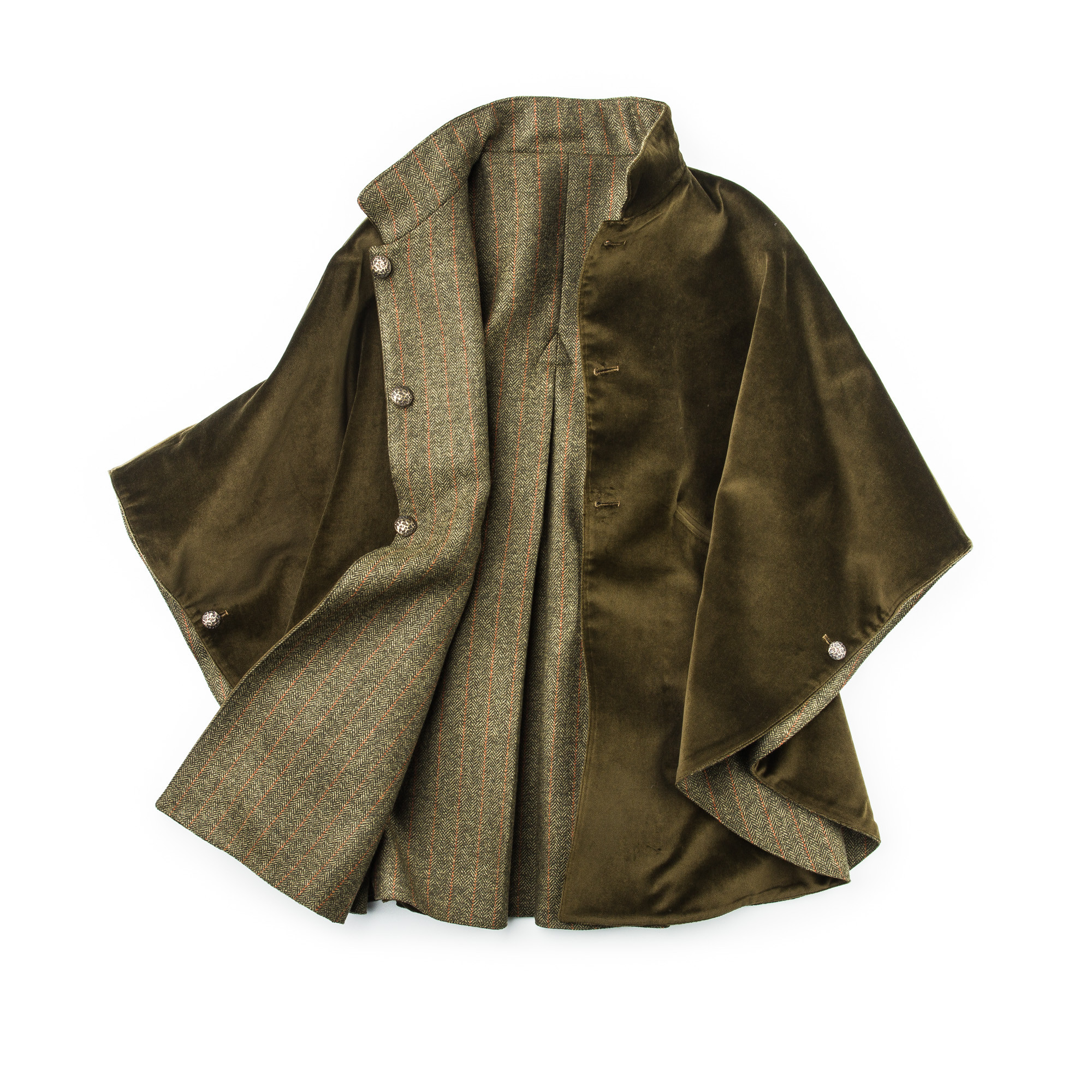 T.ba Ladies Reversible Cape - Green Herringbone