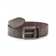 Ostrich Leg Leather Belt in Vintage Brown