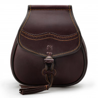 Leather & Fur Hand Warming Bag in Chocolate