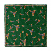 Pheasant Silk Pocket Square in Emerald