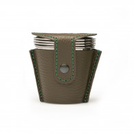 Shot Glass Set with Grained Leather Case in Olive