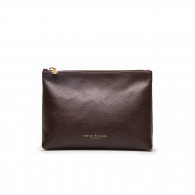 Small Heronshaw Pouch in Dark Tan Patterned