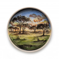 Large Hand Painted Dish with Safari Scene 3