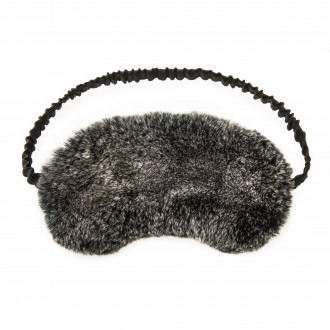 Chalet Affair Rabbit Fur Sleep Mask in Black/Snow top
