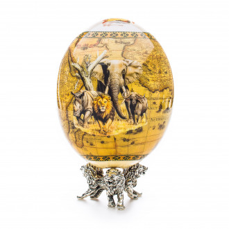 Greggio Ostrich Egg with Silver Base - Savanna
