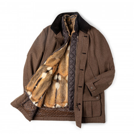 Habsburg Men's Antonius Fur Lined Coat with Removable Gilet in Brown