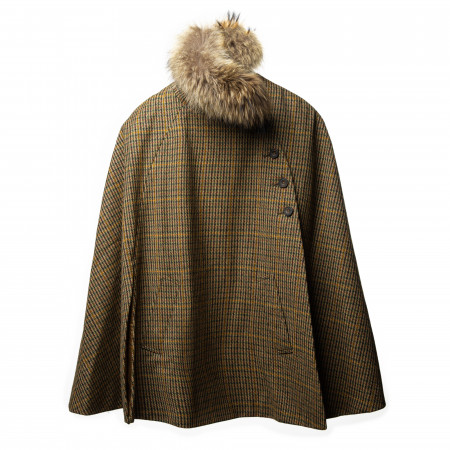 Westley Richards Ladies Fur-Trimmed Cape in Harris Check