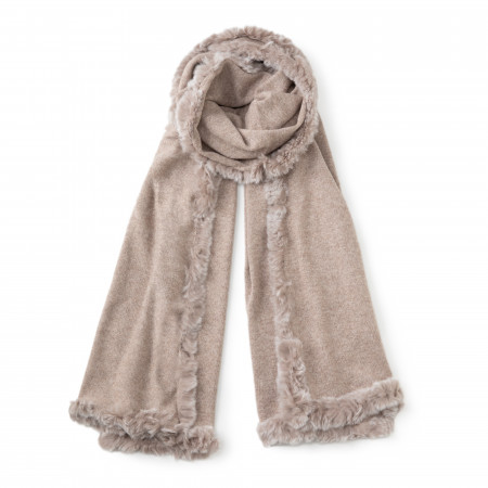 Scarlet Fur Detail Scarf in Evening Sands