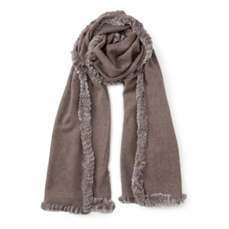 Scarlet Fur Detail Scarf in Mushroom