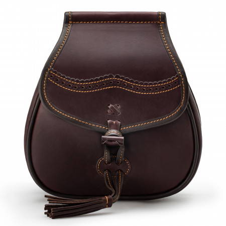 Leather & Fur Hand Warming Bag in Chocolate