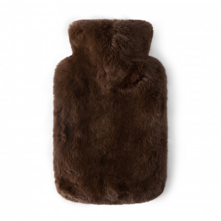 Rabbit Fur Hot Water Bottle in Chocolate