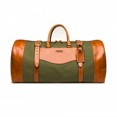 Westley Richards Sutherland Bag - Large - Hunter Green Canvas and Mid Tan
