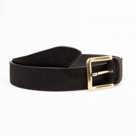 Men's Pony Fur Belt in Black