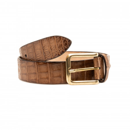  Men's Crocodile Leather Belt - Brown