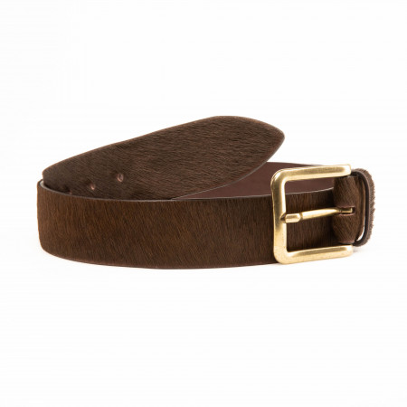 Post & Co. Men's Pony Fur Belt in Brown
