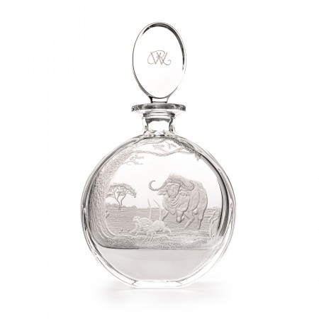 Westley Richards Hand Engraved Crystal Decanter with Charging Buffalo