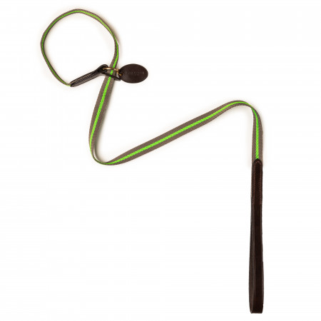 Fluorescent Dog Lead in Green Stripe & Dark Tan 