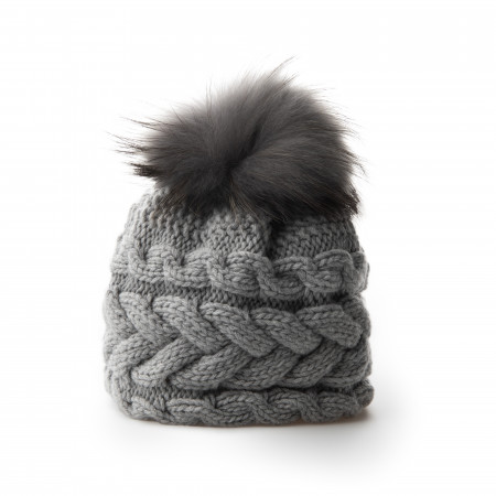 Inverni Plait Design Cashmere & Raccoon Fur Hat