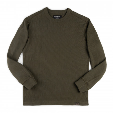 Waffle Knit Crewneck in Mossy Rock