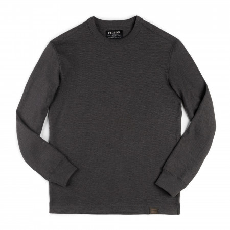 Waffle Knit Crewneck in Charcoal