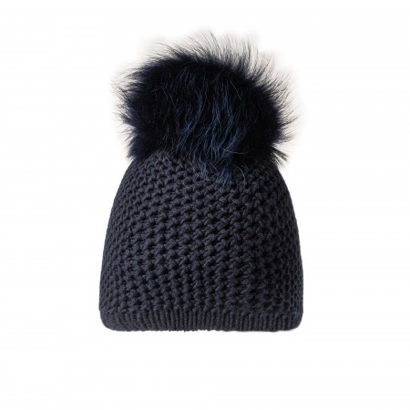 Inverni Cashmere & Fur Knit Hat in Marine