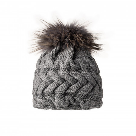 Inverni Cashmere & Fur Knit Beret in Graphite