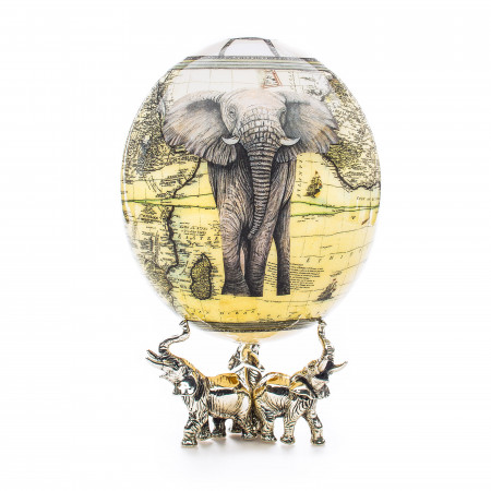 Greggio Ostrich Egg with Silver Base - Elephant