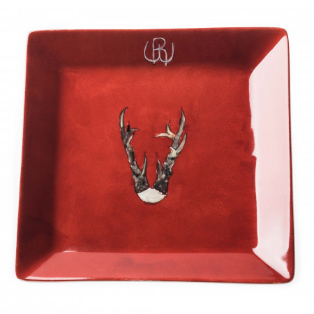 Westley Richards Porcelain Dish With Hand Painted Roebuck Antlers- Design 1