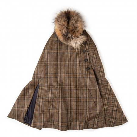Westley Richards Ladies Fur-Trimmed Cape in Heritage Check