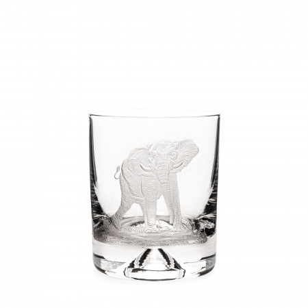 Hand Engraved Crystal Glass - Elephant