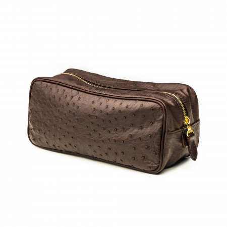 Leather Wash Bag in Ostrich