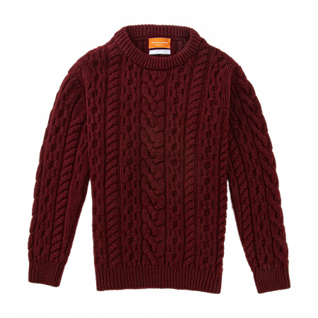 Westley Richards Galloway Cable Crewneck in Port
