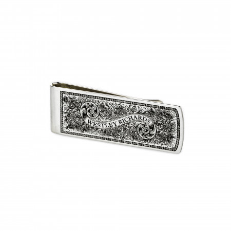 Westley Richards Silver Money Clip with Traditional Scroll Engraving