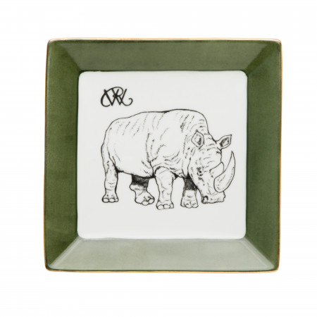 Westley Richards Porcelain Dish With Hand Painted Rhino