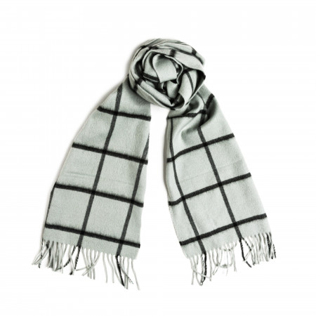 Westley Richards Pure Cashmere Scarf in Windowpane Duck Egg