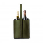 Leather Carrier for 4 Bottles in Sage