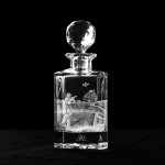 Hand Engraved Bourbon Crystal Decanter Quail Scene