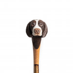 Hand Carved Brown & White Spaniel Walking Stick