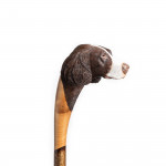 Hand Carved Brown & White Spaniel Walking Stick